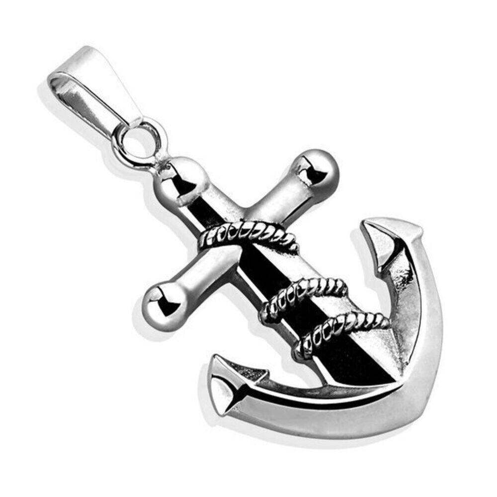 NWOT Rope Entwined Anchor 316L Stainless Steel Pendant‎